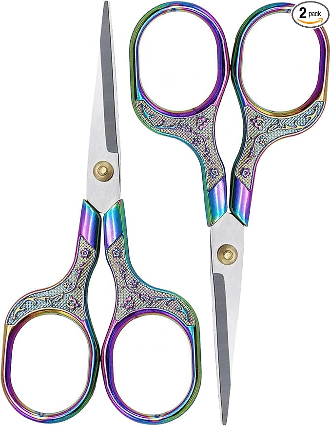 Mini Scissors Stainless Blade Metal Handle 2 Pack Office School Classroom Student Teacher Crafting Fabric Sewing Gift Wrapping All Purpose