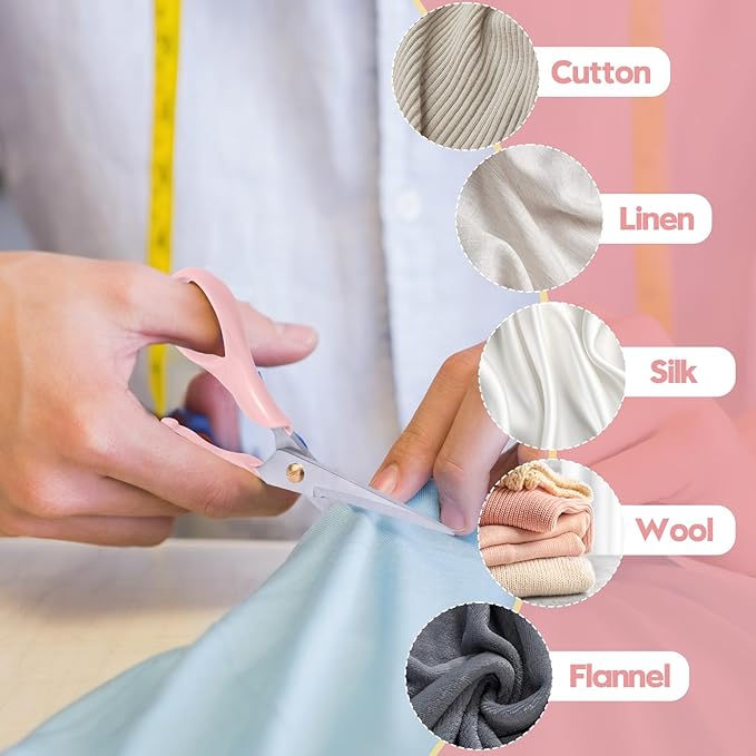 Honagu Professional Scissors - Stainless Steel Precision Blades, Non-Slip Ergonomic Handles for Crafting, Office, Fabric & DIY Projects (Pink)