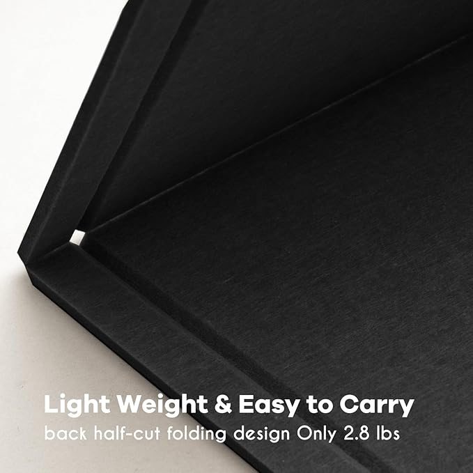 Large Bulletin Board - 48 x 36 Inches, Decorative Felt Pin Board for Wall - 4' x 3' Foldable Photo Display Board with Self-Adhesive Tape, Includes 20 Push Pins - Black