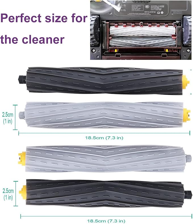 PELLYDA Rubber Roller Brushes,Replacement Parts for irobot Roomba 800 & 900 Series, Roomba 800 850 860 861 866 870 880 890 900 980 985 Vacuum,Roomba Accessories 2 Sets of Debris Extractor