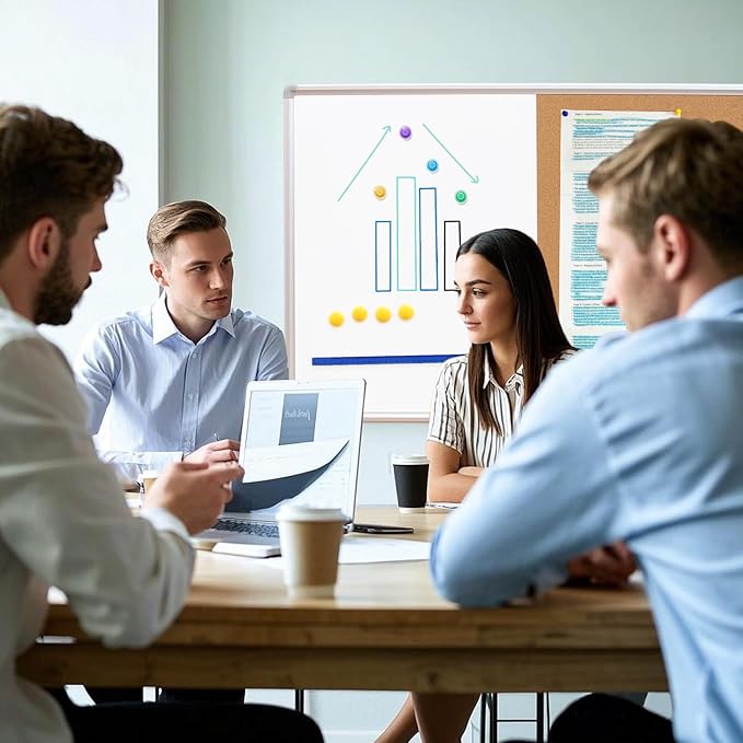 DEVELOP Combination Magnetic Dry Erase Board & Cork Board, 36 x 24 Inch Combo for School, Office, Home, Wall-Mounted Whiteboard Bulletin Board with Removable Tray, Pins, Eraser, Markers & Magnets