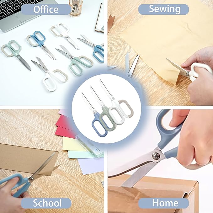 Blue Office Scissors with Comfort-Grip Handles, Sharp Craft Scissors for DIY Art, Sewing, Fabric, Student, Teacher, and Home Use(7", Blue-2Pack)