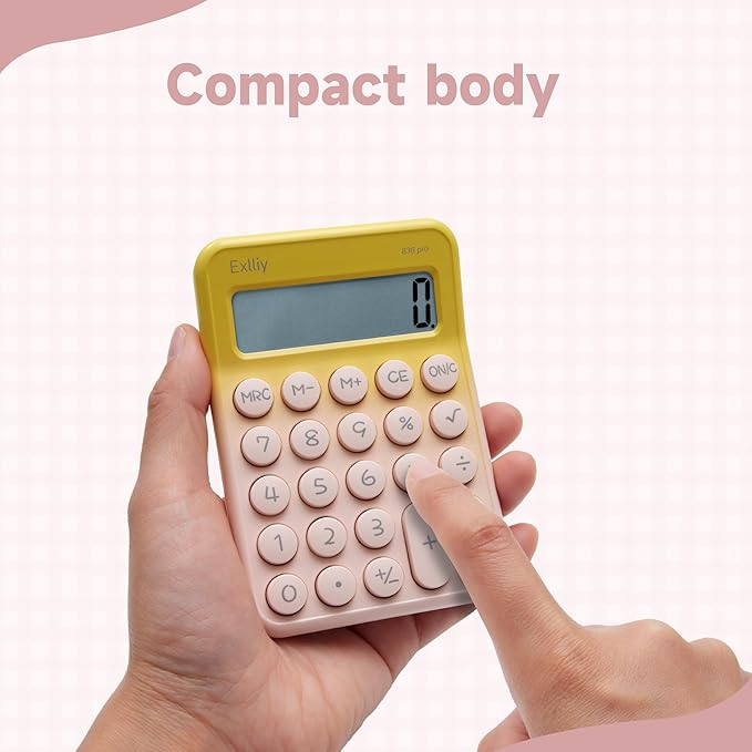 Pocket Calculator, Kids 8 Digit Small Desktop, LCD Display, Cute & Aesthetic Calculator (Gradient Pink, S 1 Pcs)