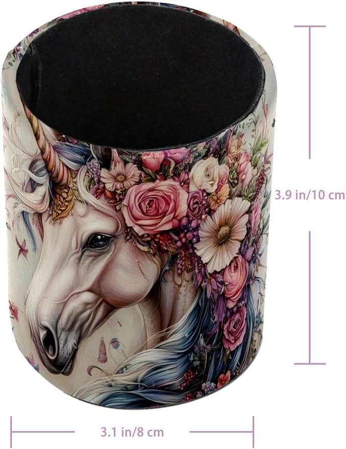 Pencil Cup Holder Desk Organizer, Pen Pot Pen Holder Container Desktop Stationery Organizer Table Flower Pot Makeup Brush Holder, Unicorn Flower Beautiful