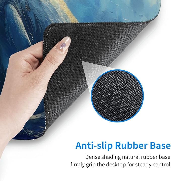 Gaming Mouse Pad, Large Non-Slip Rubber Base Mousepad, Keyboard Mouse Mat, Desk Pad with Stitched Edges, 31.5x11.8inch,Ocean Whale Sailing