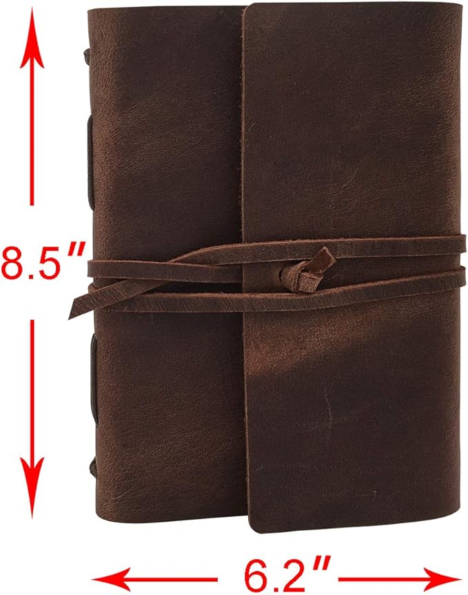 Leather Journal Notebook for Men & Women,A5 Size Diary,6.2x8.5 Inch, Vintage Style Personalized Journal for Gift,Genuine Leather Bound Notepad for Travel Journal to Write,240 lined Pages,Rustic Brown