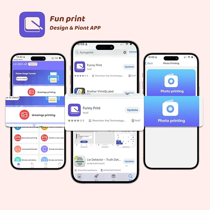 Mini Thermal Sticker Maker - Bluetooth Portable Printer with 10 Rolls Paper | Wireless Compact Device for Study Notes, Journals, Receipts | Home, Office, School Use