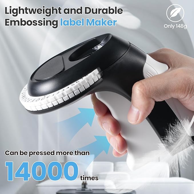 Vixic Embossing Label Maker, Manual Label Maker Emboss, Vintage Embossed Label Makers Machine with Tapes, Old School Labeler with 5 Rolls 3D Black Tapes for Home DIY & Crafting Kids School Items