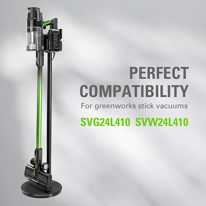 Greenworks Stick Vacuum Foldable Stand for Charger (Black), Works with Greenworks 24V Stick Vacuums (SVW24L411, SVG24L411, ‎SVW24L410, ‎SVG24L410)