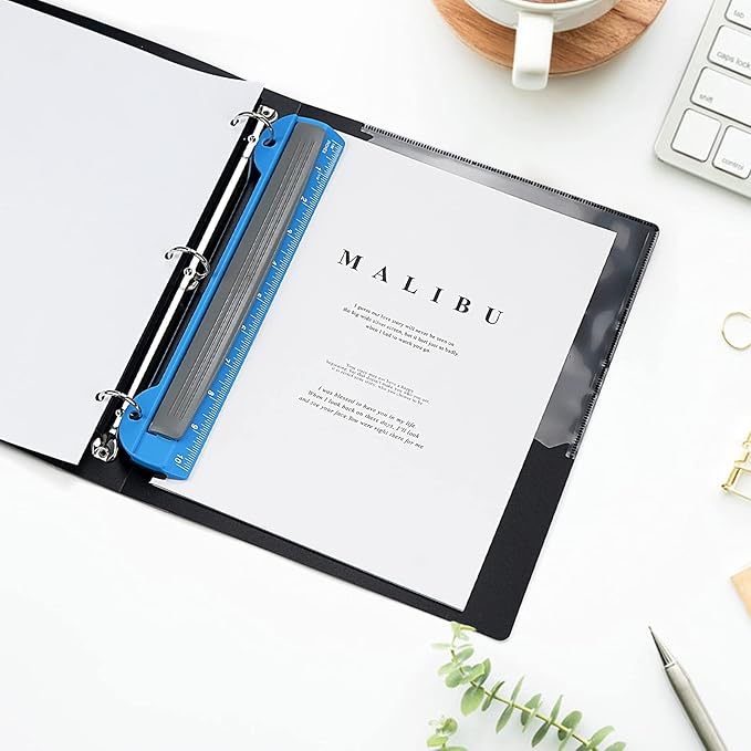 Eagle 3 Hole Punch, Portable Ring Binder 3 Hole Punch, Paper Puncher with Integrated Ruler, 5 Sheets Capacity, for Ring Binders, Office and School Supplies (Blue)