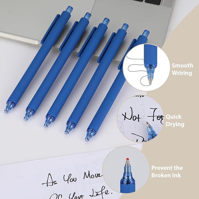 WY WENYUAN Pens Bulk, 30-Pack Blue Ballpoint Pens (1.0mm Medium Point) - Smooth Writing No-Smear Click-Type Bulk Pens for School,Corporate,Journals
