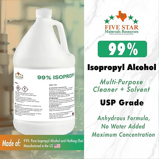 99% Pure Isopropyl Alcohol, 99 Percent IPA 4 Gallons, USP Grade, Made in The USA (4 * 1 Gallon)