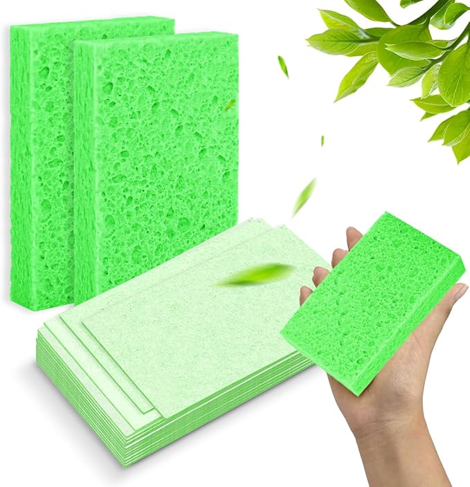6 - Pack Non-Scratch Scrub Sponges - Sponges for Dishes and Washing Dishes, Cleaning Sponges for Kitchen Home Office, Magical 3D DIY Art and Craft Suppliers（Green）