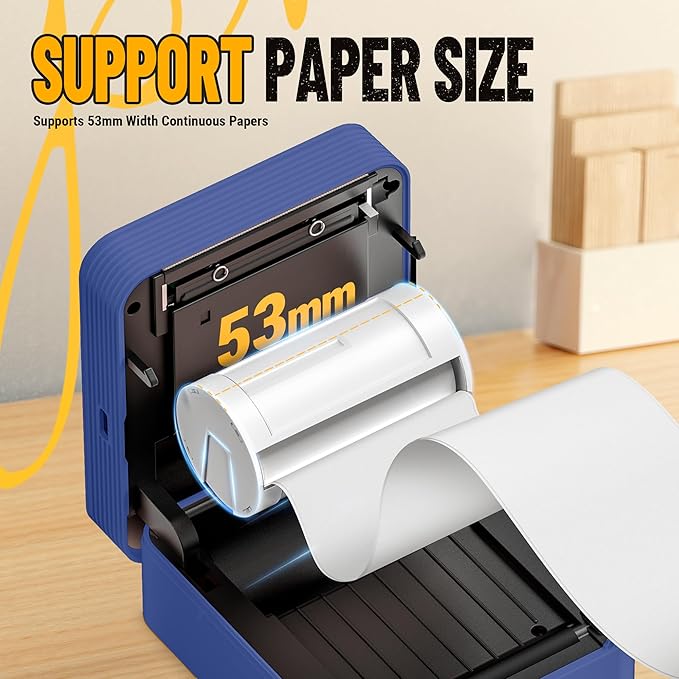 Nelko Sticker Printer, PM230 Print Pod Mini Bluetooth Portabel Sticker Maker with 3 Rolls Paper, Print Pods Mini Printer with Multiple Templates for Phone & Tablet，for School Office Home, Blue