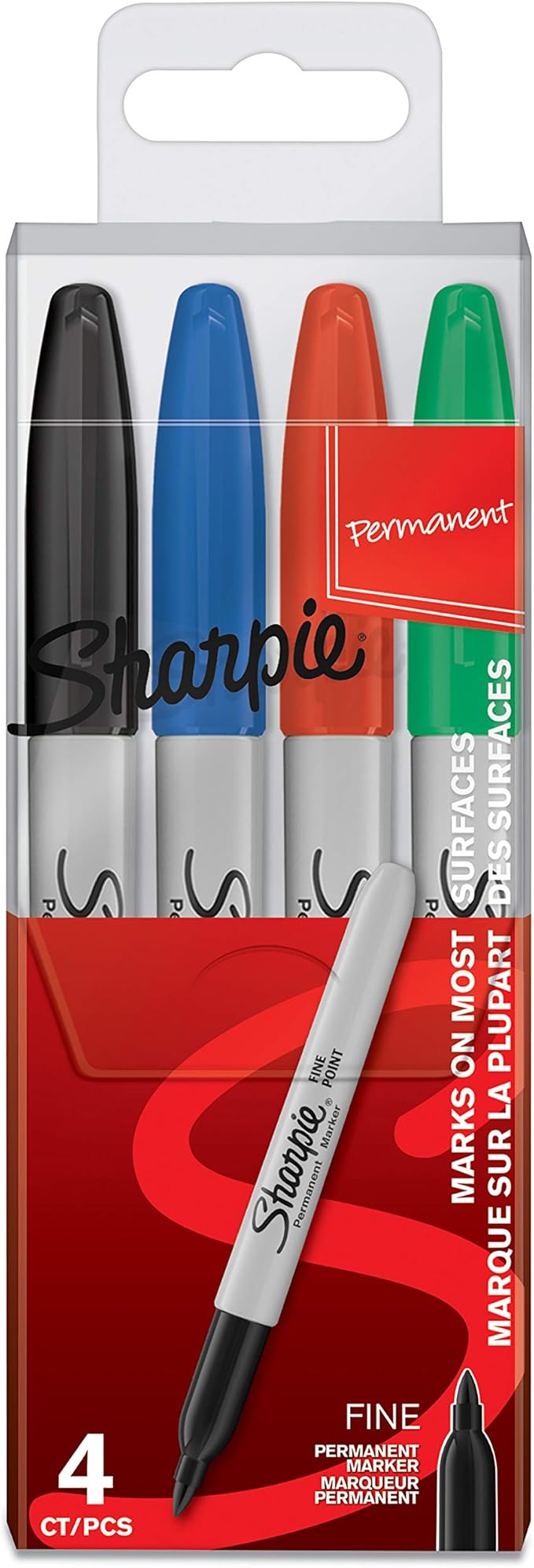 Sharpie Permanent Markers | Fine Point | Assorted Colours | 4 Count