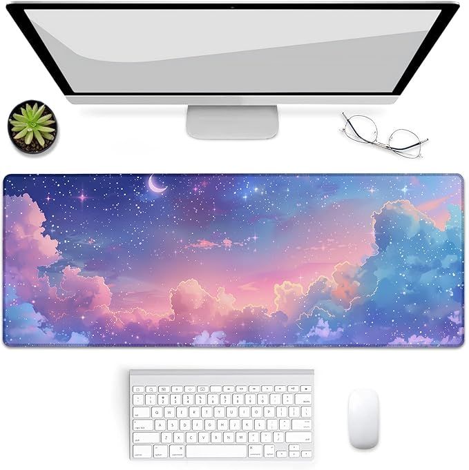 Gaming Mouse Pad, Starry Sky-Themed Mouse Pad, Desk Mat, Non-Slip Rubber Base MousePads for Computers Laptop Office School Home Accessories Decor 31.5" x 11.8"