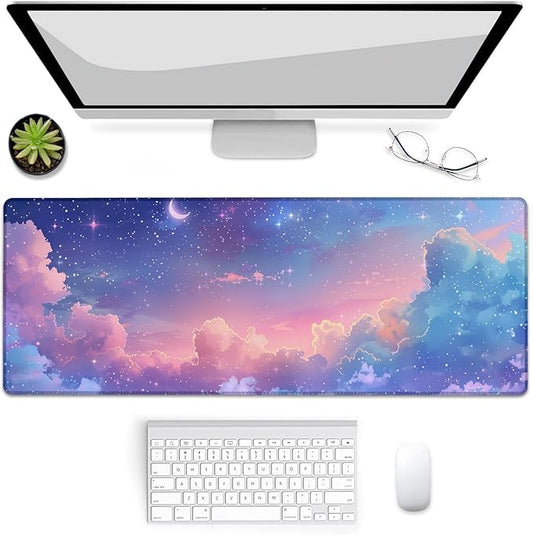 Gaming Mouse Pad, Starry Sky-Themed Mouse Pad, Desk Mat, Non-Slip Rubber Base MousePads for Computers Laptop Office School Home Accessories Decor 31.5" x 11.8"