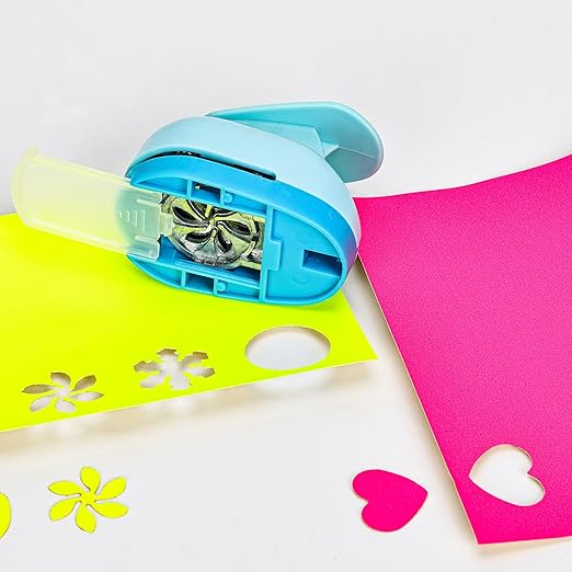 Craft Punches 8 Pack with 4 Sticker Paper, 0.6inch Hole Punch Shapes Medium Paper Punch Shapes, Craft Hole Punch for DIY Scrapbooking Nail Art Craft Punchers Supplies