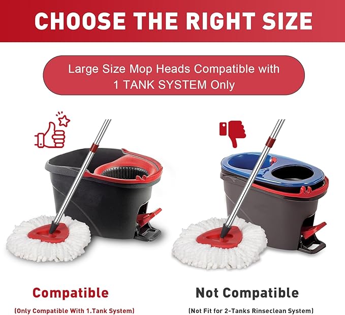 GRAREND 12-Pack Spin Mop Replacement Heads Compatible with Ocedar Mop Heads Replacements, Microfiber Spin Mop Refills Heads for Easy Wring, Mop Head Replacement for Easy House Cleaning Floor Mopping