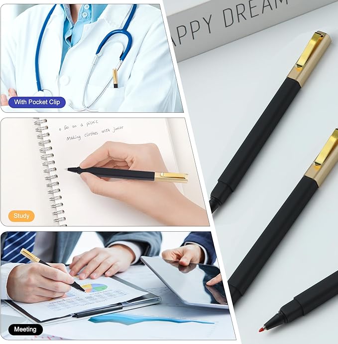 12 Pack Gel Pens 0.5mm Pens Fine Poin Smooth Writting for Journaling Coloring, Black Gel Ink Pens Cute Roller Pen Quick Drying Ballpoint Pen for Office School Supplies