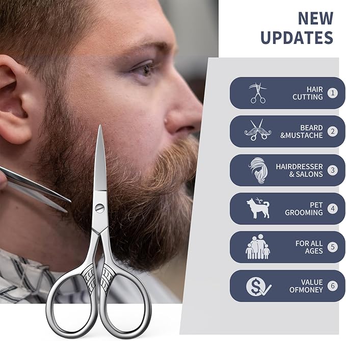 Stainless Steel Small Scissors with Textured Handle - All Purpose for Arts, Crafts, Sewing, Office & Kitchen, Sharp & Durable Cutting Tools