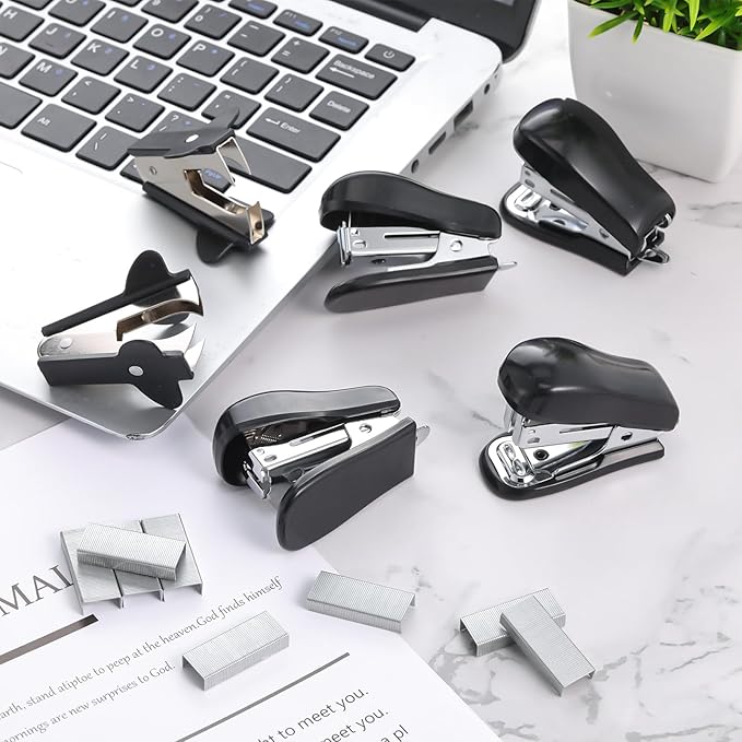 Sherr 20 Pack Mini Staplers Bulk 20 Pcs Staple Remover with 15000 Nail Office Staplers for Desk 25 Sheet Capacity Back to School Students Teachers Supplies for Classroom Office Business Black