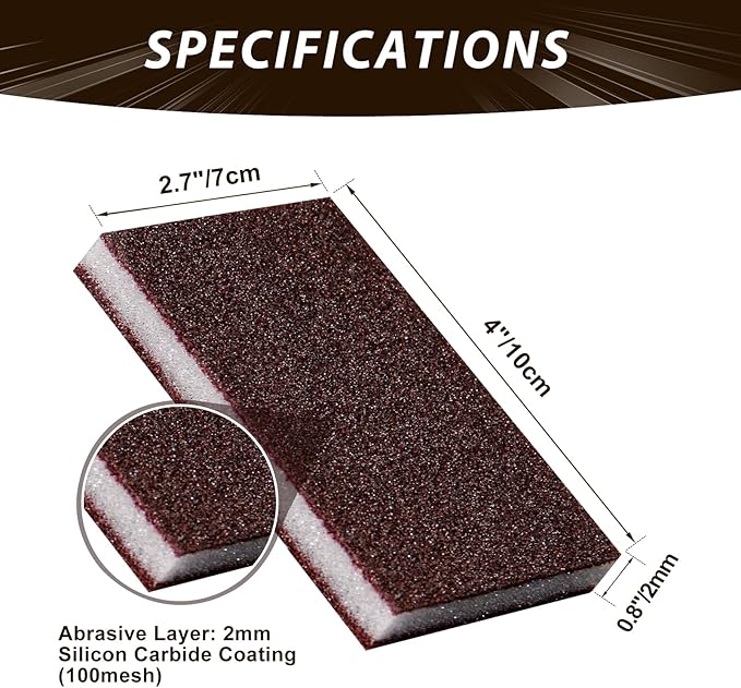 Dr.WOW Carborundum Heavy Duty Scouring Sponges - Fiberglass-Free Nano Rust Eraser for Pots, Pans, Grill, Oven Racks & Sink Stains (0.4" 10ct(Pack of 1))