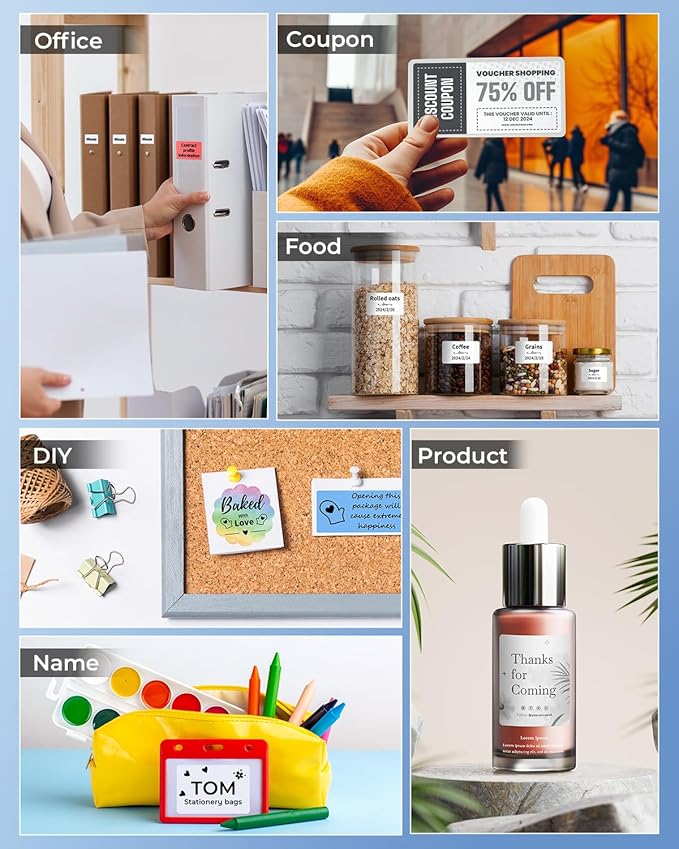 Phomemo Label Maker, M220 Barcode Printer, Bluetooth Thermal Label Printer, with Multiple Templates, Fonts, and Icons for Home, Kitchen, School, Office Organization