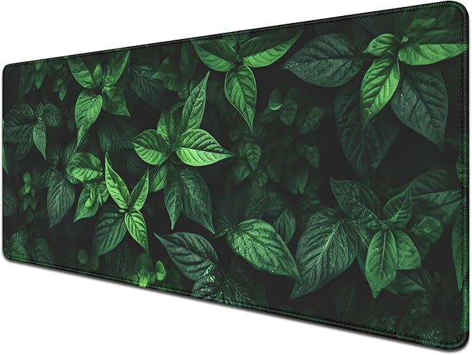 Green Mouse Pad Desktop Mat,Large Gaming Mouse Pad Desk Mat for Keyboard and Mouse,Computer Pad Large Mousepad with Stitched Edge Non-Slip Rubber Base for Office School Home (27.5X11.8 in)