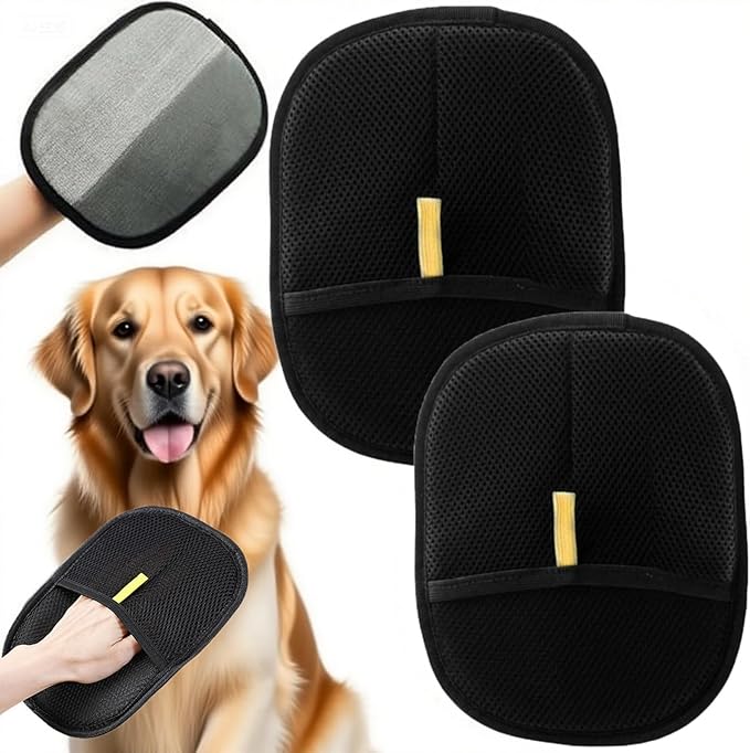Szyafei Pet Hair Removal Glove for Dogs & Cats,2Pcs Electrostatic Gloves Pet Hair Removal, Washable Reusable Dogs Cats Hair Gloves for Furniture Bed Sheets Couch Clothes Carpet Car Seat