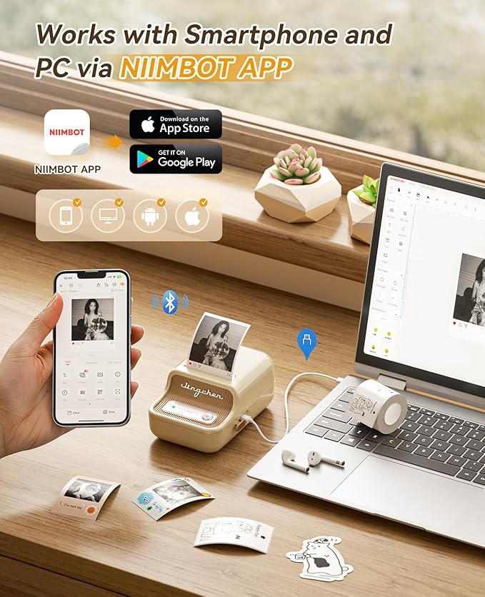 NIIMBOT B21 Pro Label Maker with Tapes, 300DPI HD Label Printer, Sticker Maker for Home Organization, Photo Print, Study Graphics, Scrapbook