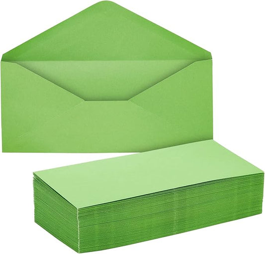 Sustainable Greetings Business Envelopes - 200 Pack, #10, Green, Gummed Seal - Colored Envelopes in Letter Size for Invitations, Weddings, Greeting Cards & Business Mailing