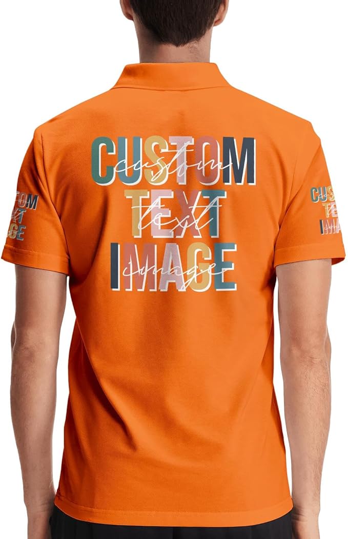 Personalised Polo Shirt Custom Work Shirts for Men Women Printed Text or Logo Working Top, Casual Wear, and Sports Teams