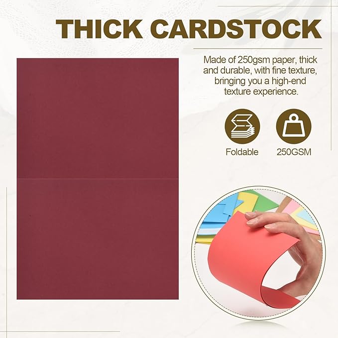 PATIKIL 50Pack Wine Red 4x6 Blank Cards and Envelopes, Self Seal A6 Envelopes with Folded Cardstock Small for Greeting Cards Wedding Greeting Birthday Invitations Letter Mailing