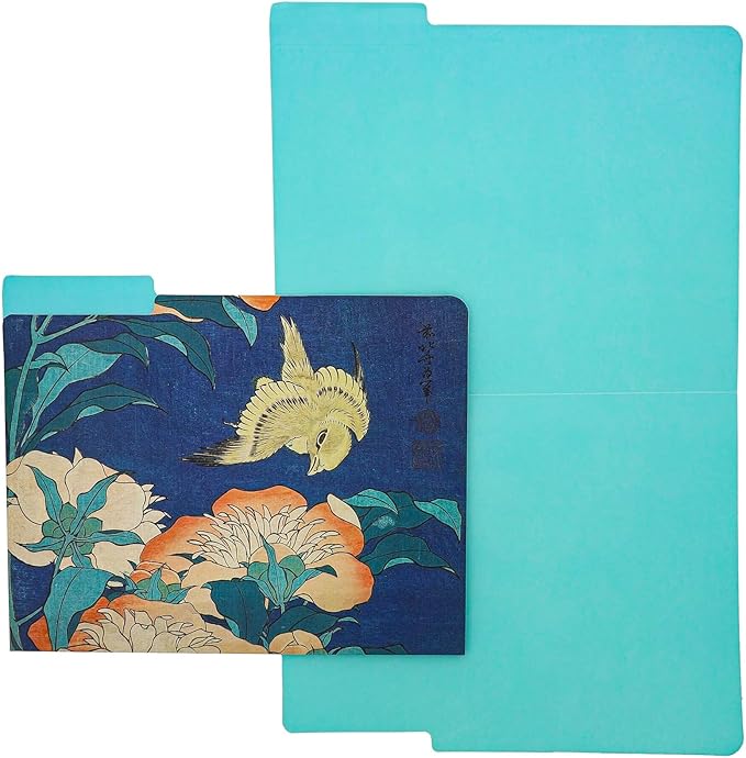 The Gifted Stationery 12 Pack Hokusai Floral File Folders, Decorative 1/3 Cut Tab, Letter-Size Holders for Home Office in 6 Patterned Designs - Decorative File Folders