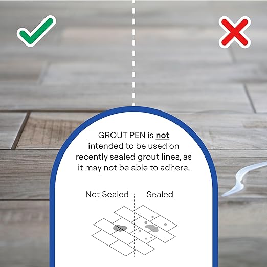 Grout Pen White Tile Grout Paint Marker: Waterproof Tile Grout Colorant and Sealer Pens for Cleaner Looking Floors & Whitener Without Bleach - Narrow 5mm, 2 Pack with Extra Tips (7mL) - White