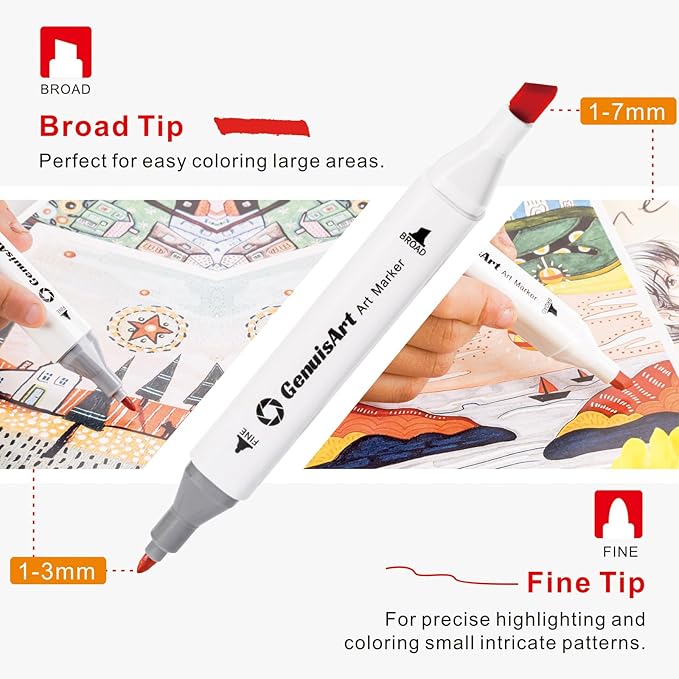 Alcohol Markers, Chisel & Fine Dual Tips,Paint Markers For Coloring, Drawing, Sketching, Card Making and DIY Patinting- Perfect for Adults and Kids (White Barrel, 120)