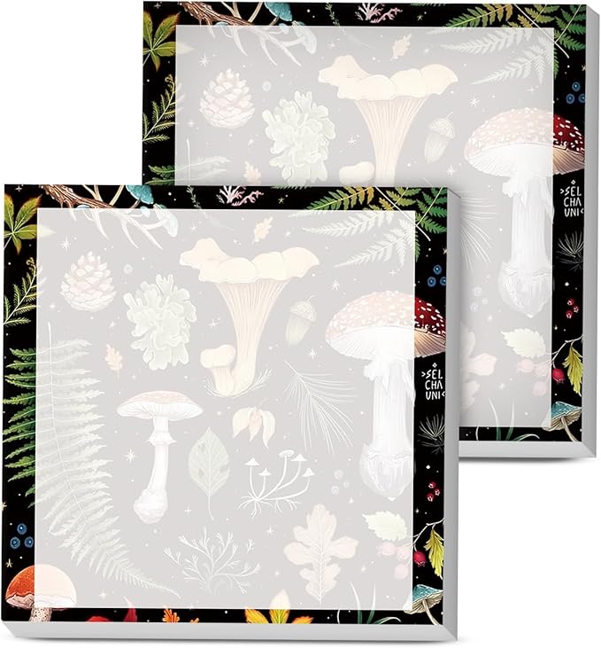 Sticky Notes, 2 Pads, 3x3 inches, Cute Colorful Fun Self-Stick Note Pads, Easy Post, Strong Adhesive Notepad Forest Mushrooms Dark