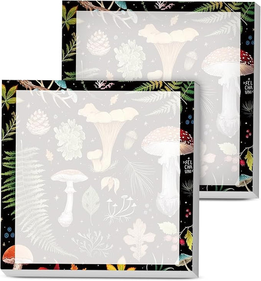 Sticky Notes, 2 Pads, 3x3 inches, Cute Colorful Fun Self-Stick Note Pads, Easy Post, Strong Adhesive Notepad Forest Mushrooms Dark