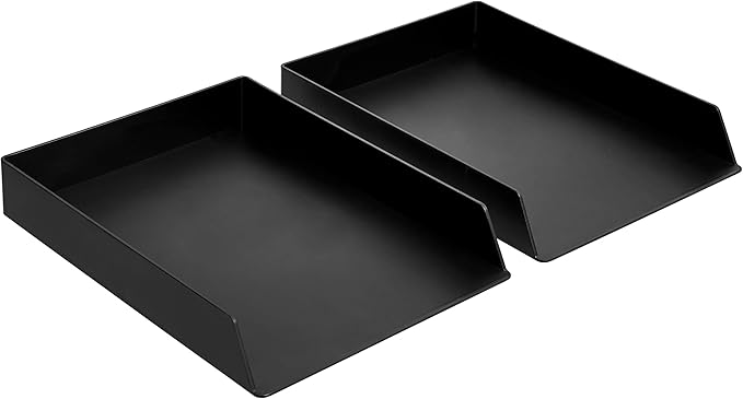 Amazon Basics Rectangular Plastic Organizer - 12-Pack, Letter Tray, Black