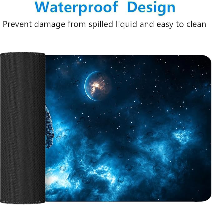 Space Astronaut Gaming Mouse Pad Desk Pad Planet Galaxy Mysterious Mousepad XL Large Gaming Mouse Pad Laptop Keyboard Mat Desk Pad Office Home Decor for Women Girl 31.5"x11.8"