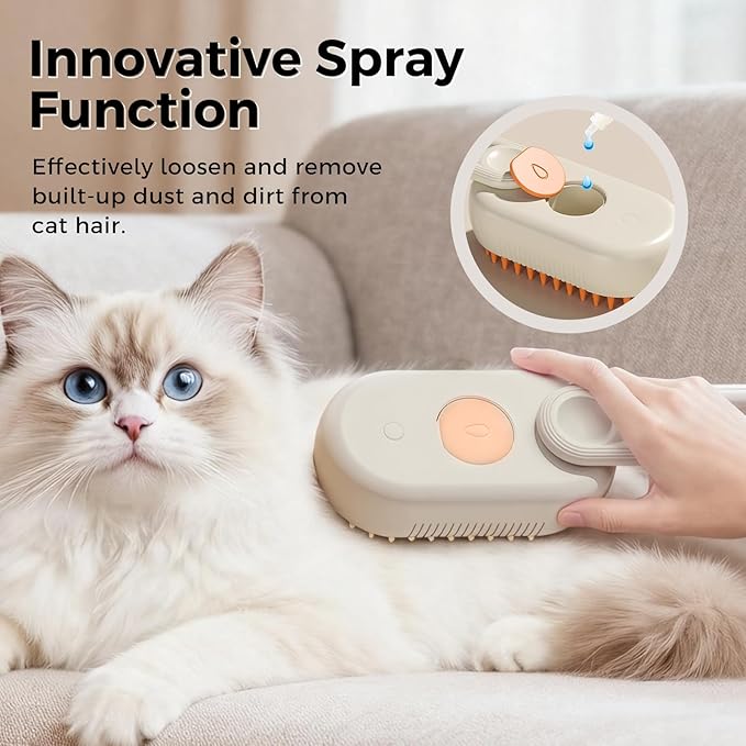 Upgraded 4-in-1 Pet Steam Beauty Brush Wireless Rechargeable Cat and Dog Hair Removal Tool - Anti-static, Massage, Deep Cleaning, Detangling, One-stop Professional Beauty Solution