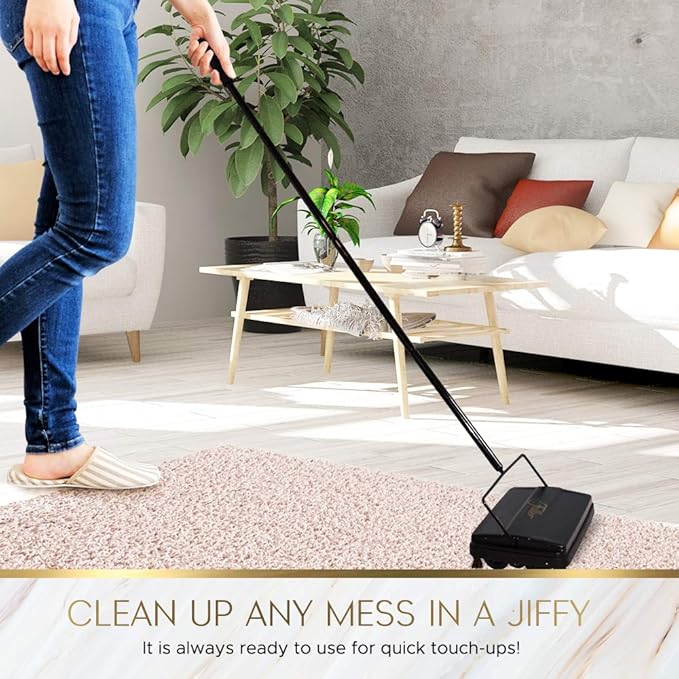 Fuller Brush 17072 Electrostatic Carpet & Floor Sweeper - 9" Cleaning Path - Lightweight - Ideal for Crumby Messes - Works On Carpets & Hard Floor Surfaces - Pink
