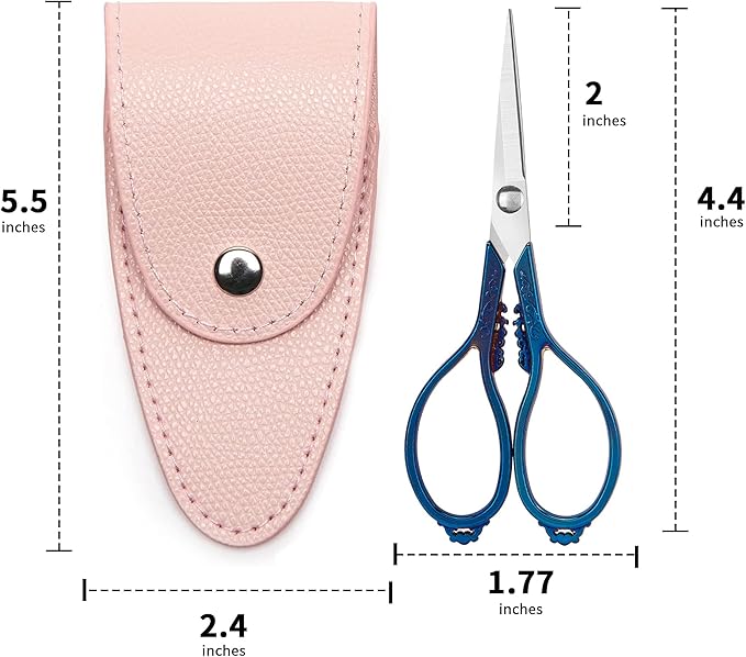 Small Stainless Steel Scissors, Vintage European Style, Blue