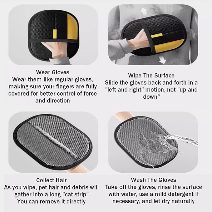 Bopanol Pet Hair Removal Glove, Pet Hair Remover Gloves for Cats & Dogs, Dogs, Electrostatic Pet Hair Removal Gloves Brush for Pets Hair, Suitable for All Pets (2pcs)