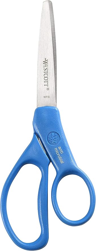Westcott Left- & Right-Handed Pointed Student Scissors for Kids Ages 12-14, Durable Stainless Steel Blades, Back to School, Classroom Scissors, School Supplies, 7-Inch, Assorted Colors