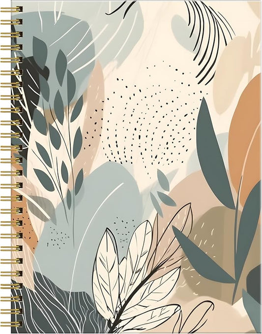 Spiral Journal Notebook for Women,A5 College Ruled Notebooks 6"x 8.4", 120 Pages Lined Journal with Premium Thick Paper,Perfect for School Office Home Gifts(Desert Leaf)