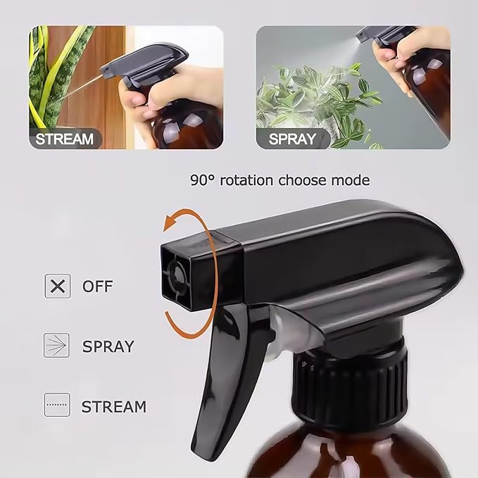 2 PCS Plastic Spray Bottles Set, 10oz/300ml Clear Refillable Container Empty Spray Bottle with Adjustable Head Sprayer and Stream for Cleaning Hair, Pet, Products, Plants