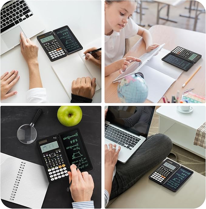 991EX 552 Functions Desktop ROATEE Scientific Calculator Rechargeable & Solar Power, Multiview 6-Line Display with Erasable LCD Writing Tablet for High School College Graduate Student and Researchers