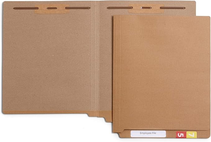 Blue Summit Supplies 50 Brown Fastener File Folders, Reinforced Metal Pronged Tab Files, Letter Size, Kraft